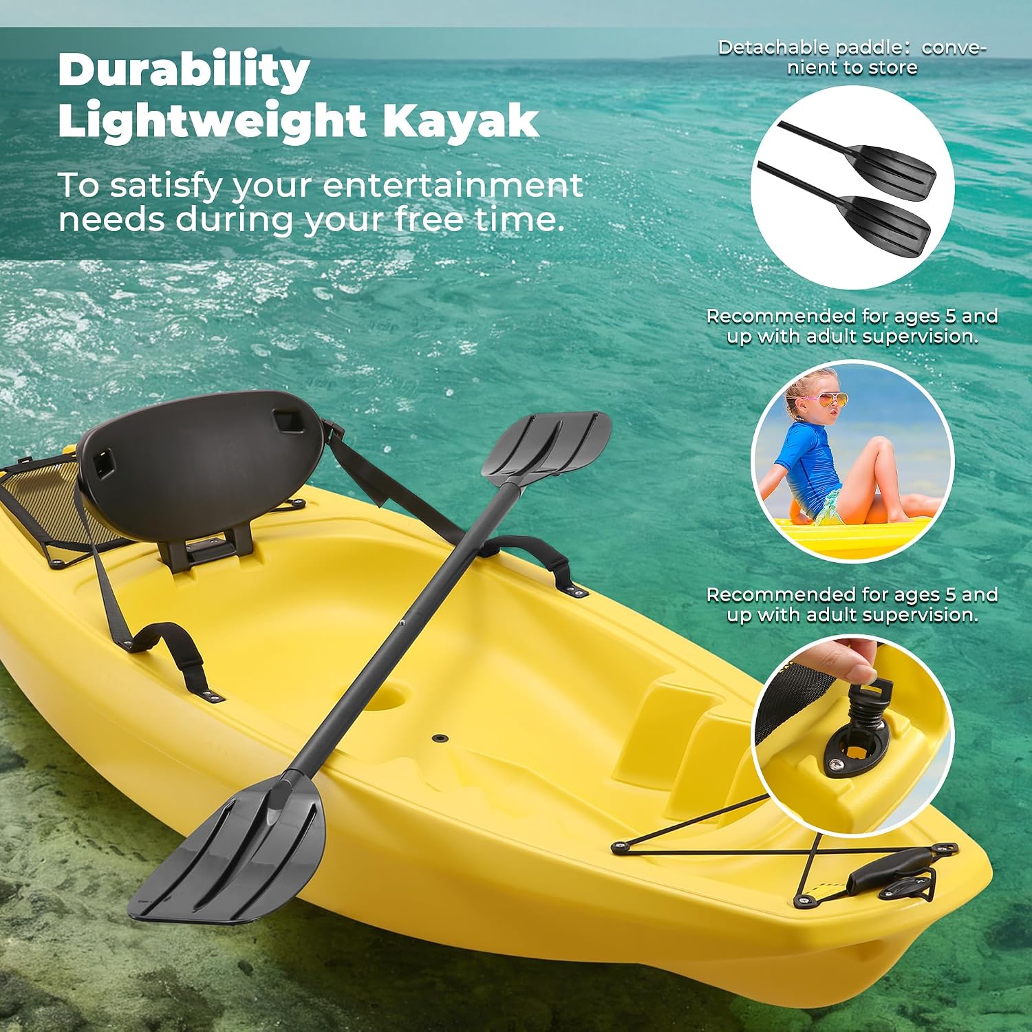 Kayak dengan Dayung 6,5 FT, Pe - Fishing Kayak Sit In ulasan dan harga